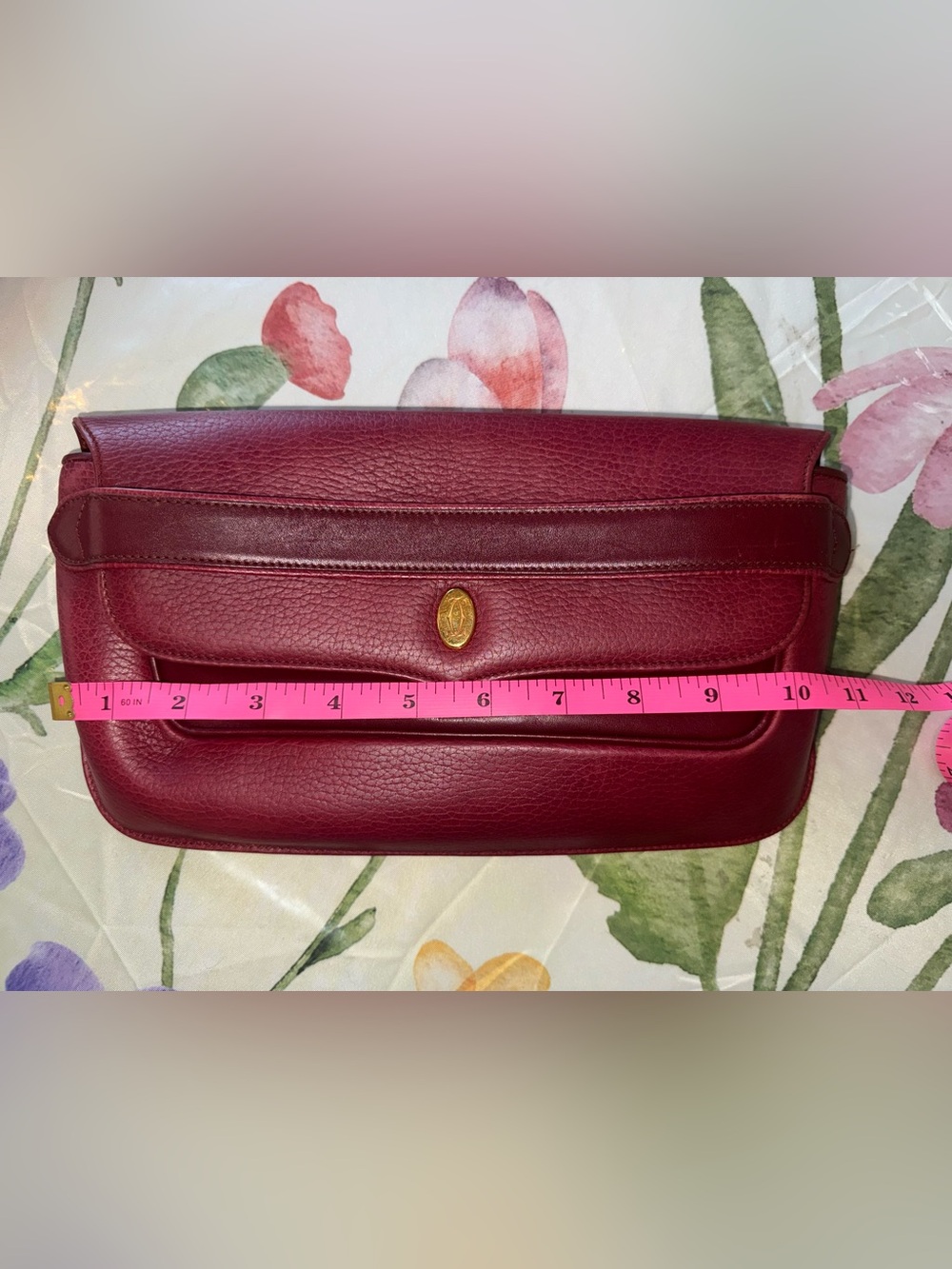 Cartier Maroon Leather Clutch with Gold Logo Oval - Picture 15 of 16